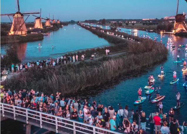 Verlichte Molens van Kinderdijk